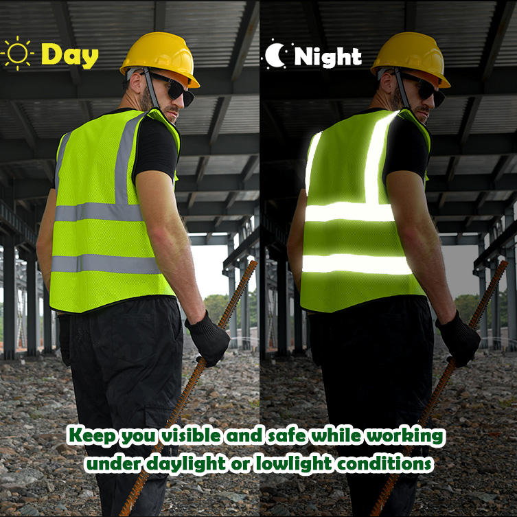 BeautyWill 5 Pockets Mesh Custom Logo ANSI Class 2 Safety Vest Basic