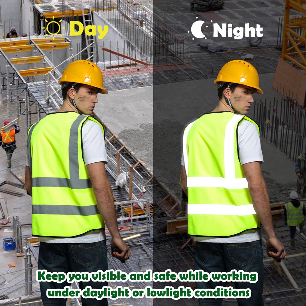 BeautyWill 5 Pockets Custom Logo ANSI Class 2 Safety Vest Basic