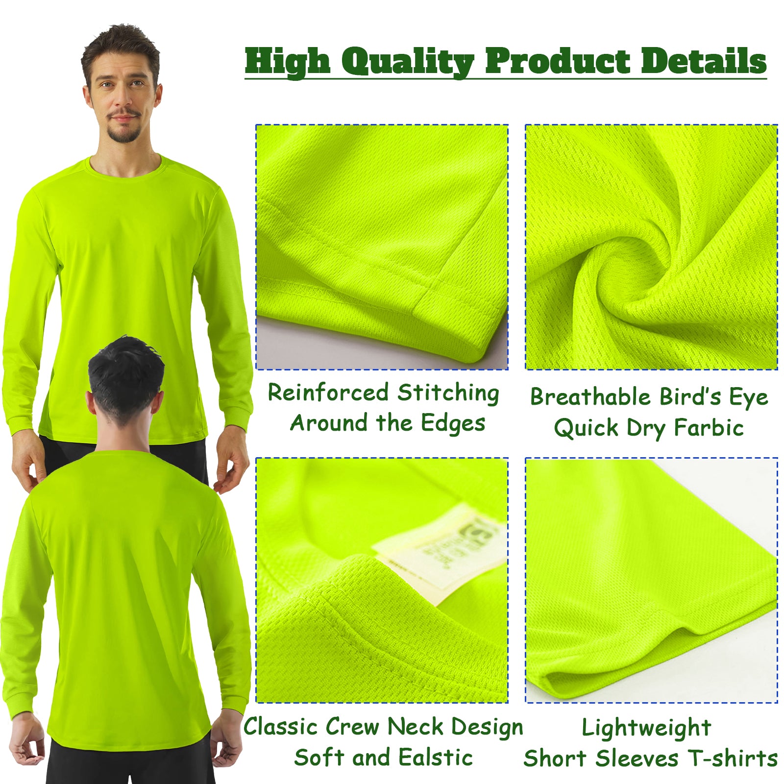 BeautyWill Individuelles Logo Dry Fit T-Shirts für Herren Sportshirts für Bauarbeiter – Kurzarm