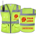 BeautyWill 11 Pockets Mesh Custom Logo Class 2 ANSI Safety Vest-2 Zipper Pockets with Enhanced Reflective Border Tape& Mic Tab