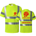BeautyWill Camiseta de seguridad con logotipo personalizado Clase 3 de alta visibilidad ANSI con bolsillo - Manga corta