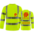 BeautyWill Camisa de seguridad con logotipo personalizado ANSI Clase 3 de alta visibilidad con bolsillo - Manga larga
