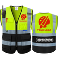 BeautyWill 5 Pockets Class 2 Custom Logo Hi-Vis Reflective Safety Vest Black Bottom