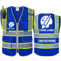 BeautyWill 9 Pockets Two-Tone Custom Logo ANSI Class 2 Safety Vest with Enhanced Reflective Border Tape& Mic Tab