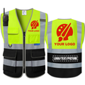 Chaleco de seguridad BeautyWill con 6 bolsillos, borde reflectante mejorado, logotipo personalizado, ANSI Clase 2