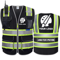 BeautyWill 10 Pockets Mesh Custom Logo Class 2 ANSI Safety Vest with Enhanced Reflective Border Tape & Mic Tab